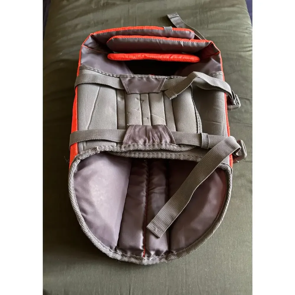 Frisco Ripstop Orange Grey Dog Life Jacket Life Swim Vest, size Medium M